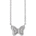 14K White Gold .025 CTW Natural Diamond Butterfly 18" Necklace