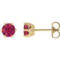 14K Yellow Gold 5 mm Lab-Grown Ruby & .03 CTW Natural Diamond Crown Earrings