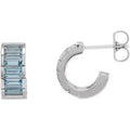 14K White Gold Natural Aquamarine Hoop Earrings