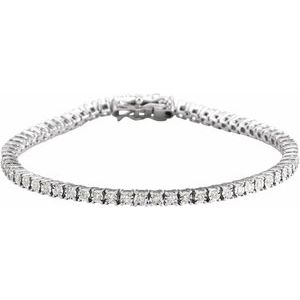 14K White Gold 1 CTW Natural Diamond Illusion-Set Line 7" Bracelet