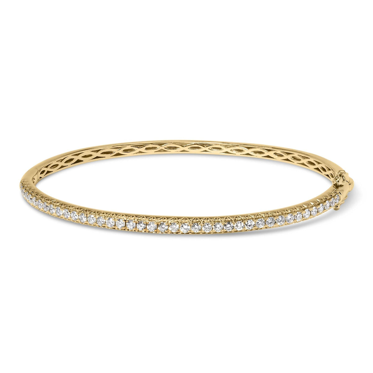 14K Gold 1.00 Cttw Half Eternity Diamond Bangle Bracelet (G-H Color, SI2-I1 Clarity) - 7" Inches