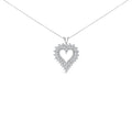 .925 Sterling Silver 3 Cttw Diamond Heart Pendant Necklace