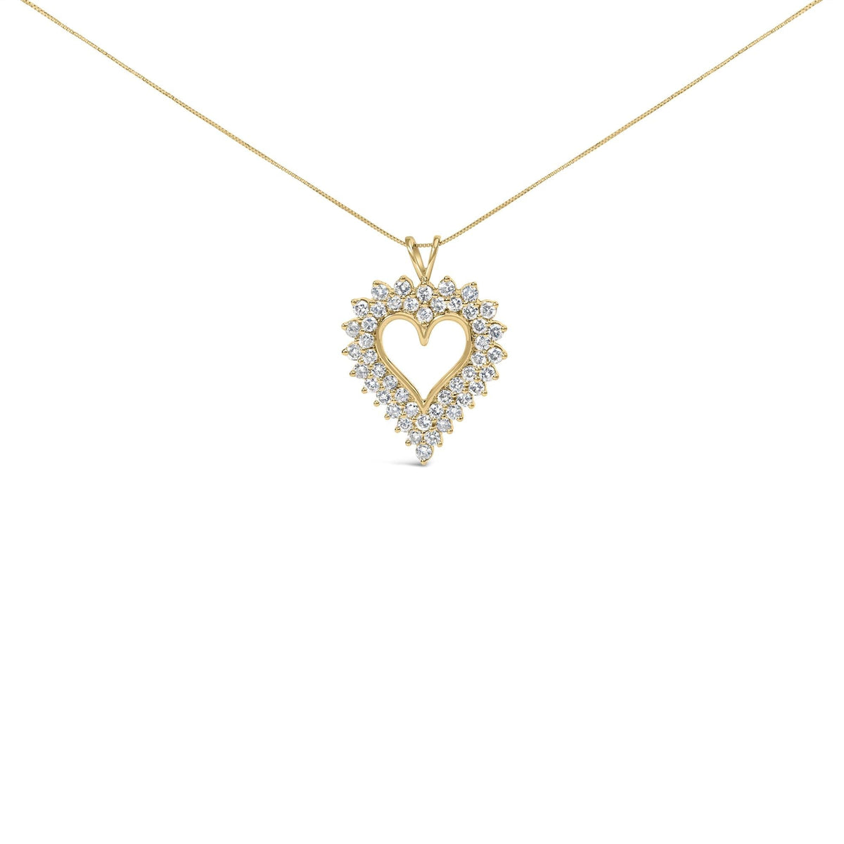 14K Yellow Gold-Plated Silver 3 Cttw Diamond Heart Pendant Necklace
