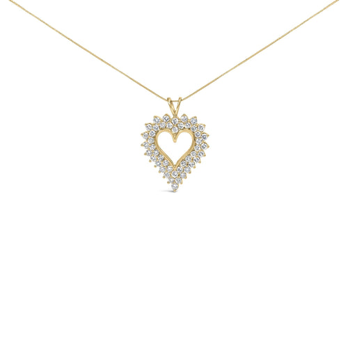 Collar con colgante de corazón y racimo de diamantes de corte redondo de 3.00 Cttw en plata de ley .925 (cadena de 18 pulgadas, color K-L, claridad I1-I2)