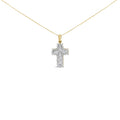14K Yellow Gold 2.0 Cttw Multi-Row Diamond Cross Pendant Necklace