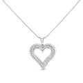 .925 Sterling Silver 1 Cttw Lab-Grown Diamond Open-Heart Necklace