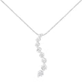 AGS Certified 14k White Gold 3.0 Cttw Baguette and Brilliant Round-Cut Diamond Journey 18" Pendant Necklace (K-L Color, I1-I2