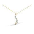 AGS Certified 14k Yellow Gold 3.0 Cttw Baguette and Brilliant Round-Cut Diamond Journey 18" Pendant Necklace (G-H Color