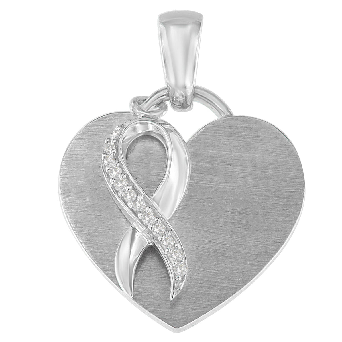 .925 Sterling Silver 1/10 Cttw Classic Diamond Heart Pendant Necklace