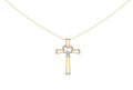 14K Yellow Gold Plated .925 Sterling Silver 1/6 Cttw Diamond Interlocking Heart and Ribbon Cross Pendant Necklace (H-I Color