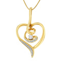 Espira 10K Yellow Gold .03 Cttw Diamond-Accented Round-Cut Diamond Swirl Open Heart 18" Pendant Necklace (I-J Color, I2-I3