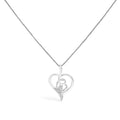 Espira 10K White Gold .03 Cttw Diamond-Accented Round-Cut Diamond Swirl Open Heart 18" Pendant Necklace (I-J Color, I2-I3