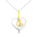 Espira 10K Two-Tone Yellow & White Gold .03 Cttw Diamond-Accented Round-Cut Diamond Swirl Open Heart 18" Pendant Necklace