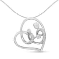.925 Sterling Silver 1/6 Cttw Mother-and-Child Diamond Heart Necklace