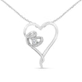 .925 Sterling Silver 1/10 Cttw Twelve-Diamond Heart Pendant Necklace