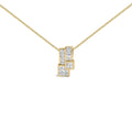 14K Yellow Gold 1 1/2 cttw Princess and Baguette Cut Diamond Geometric Pendant Necklace (H-I Color, VS1-VS2 Clarity)
