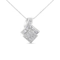 14k White Gold 2 1/10 Cttw Princess and Baguette Geometric Designed Diamond Pendant Necklace (G-H Color, VS1-VS2 Clarity)