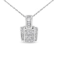 14K White Gold 2 1/5 Cttw Princess Cut Composite Diamond Pendant with Diamond Bale Pendant Necklace (H-I Color,SI1-SI2