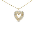 14K Yellow Gold Plated .925 Sterling Silver 1/4 Cttw Round and Baguette-Cut Diamond Composite Heart 18" Pendant Necklace (H-I