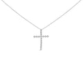 .925 Sterling Silver 1/6 Cttw Brilliant-Cut Diamond Miracle-Set Shared Prong Cross 18" Pendant Necklace (I-J Color, I2-I3