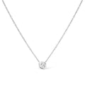 10K White Gold 1/2 Carat Round Brilliant-Cut Diamond Modern Bezel-Set Solitaire 16"-18" Pendant Necklace (H-I Color, SI2-I1