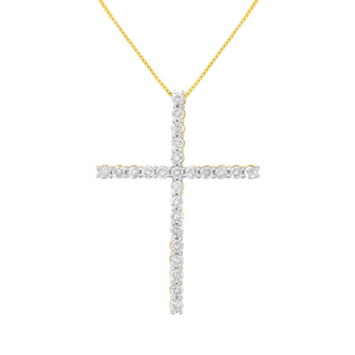 Collar con dije de cruz de diamantes de 2 1/2 cttw de plata esterlina .925 (H-I, I2-I3)