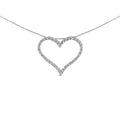 14K White Gold 3.0 Cttw Lab Grown Diamond Open Heart Pendant Necklace