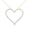 10k Yellow Gold Plated .925 Sterling Silver 3.0 cttw Round-Cut Diamond Open Heart Pendant Necklace (J-K Color, I1-I2 Clarity)