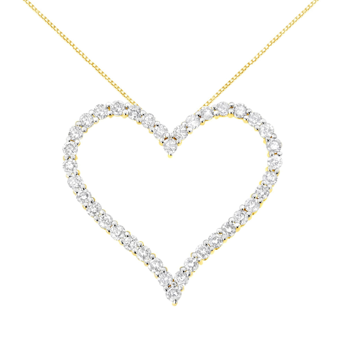 10k Yellow Gold Plated .925 Sterling Silver 3.0 cttw Round-Cut Diamond Open Heart Pendant Necklace (J-K Color, I1-I2 Clarity)