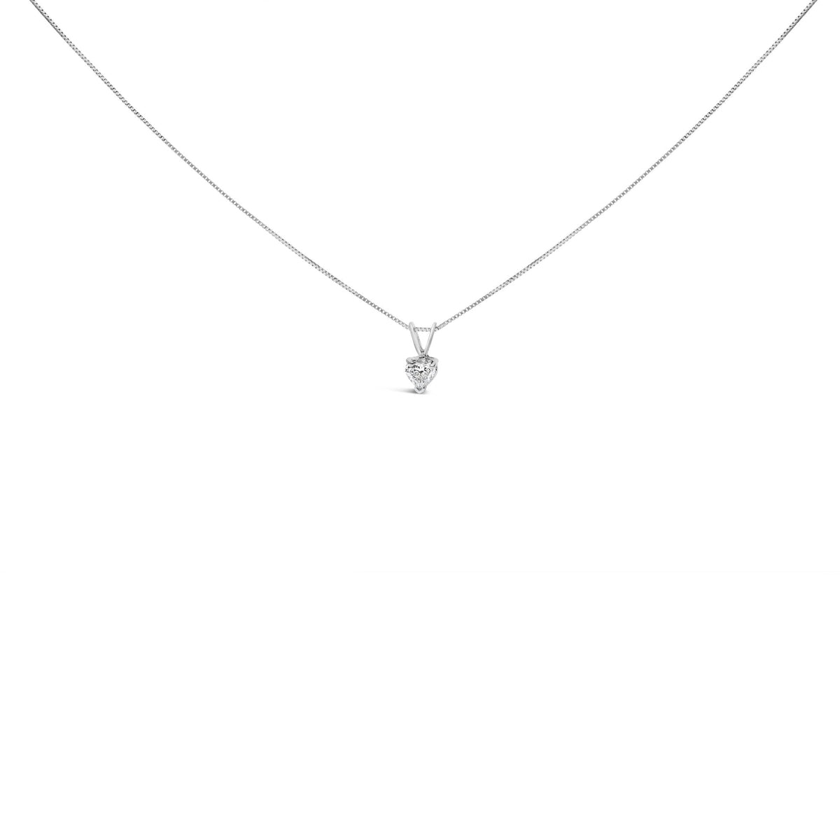 14K White Gold 3-Prong Set Heart Shaped Solitaire Diamond 18" Pendant Necklace (H-I Color, VS2-SI1 Clarity)