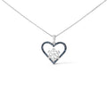 925 Sterling Silver 1/10ct TDW Blue Treated Diamond Heart Pendant Necklace