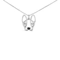 .925 Sterling Silver Diamond Accent and Black Enamel French Bullldog 18" Inch Pendant Necklace inch (I-J Color, I2-I3