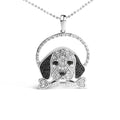 .925 Sterling Silver 1/4 Cttw White and Black Diamond Beagle Dog and Bone Pendant Necklace (I-J Color, I2-I3 Clarity) - 18"