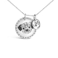 .925 Sterling Silver 1/4 Cttw White and Black Diamond Pitbull Dog Medallion and Charm 18" Pendant Necklace (I-J Color, I2-I3