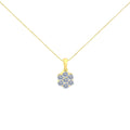 14K Yellow Gold 1.00 Cttw Brilliant Round-Cut Diamond 7 Stone Floral Cluster 18" Pendant Necklace (H-I Color, SI2-I1 Clarity)