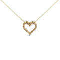 10K Yellow Gold Flashed .925 Sterling Silver 1/2 Cttw Champagne Diamond Miracle Plate Heart Pendant Necklace (K-L Color
