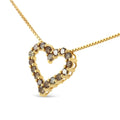 14K Yellow Gold Plated .925 Sterling Silver 1.0 Cttw Champagne Diamond Heart Pendant Necklace (K-L Color, I1-I2 Clarity)