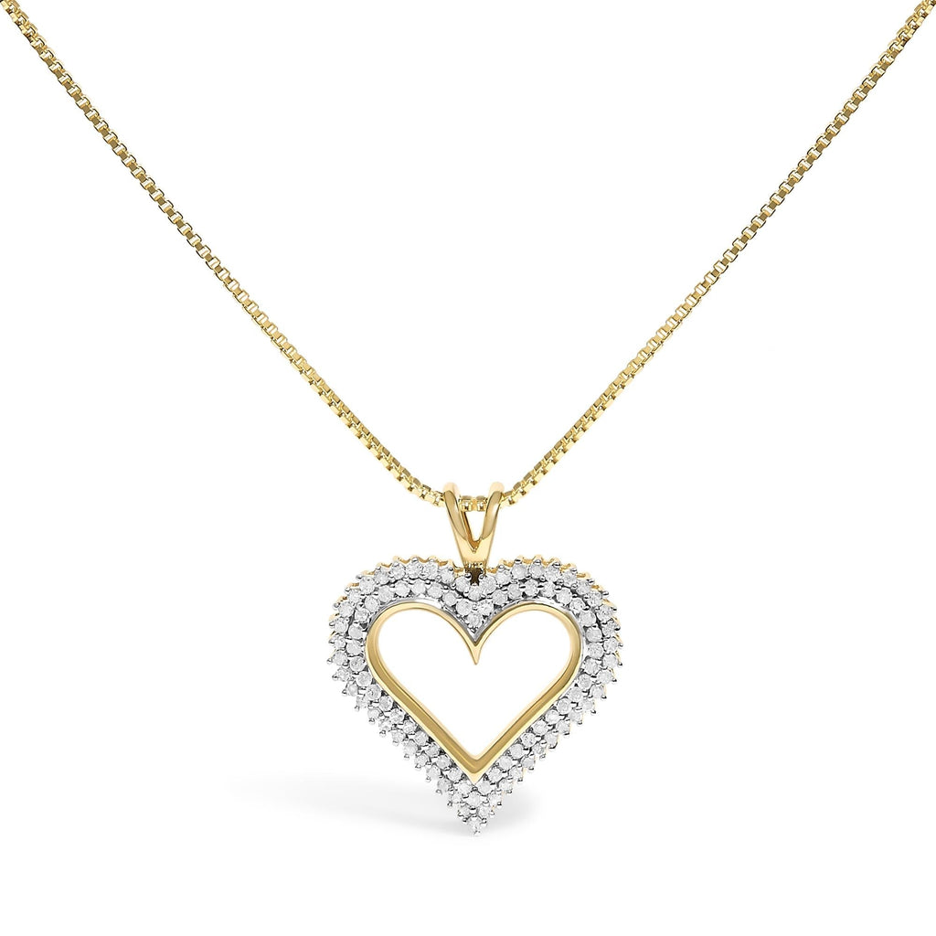 .925 Sterling Silver 1/2 Cttw Natural Diamond Open-Heart Necklace