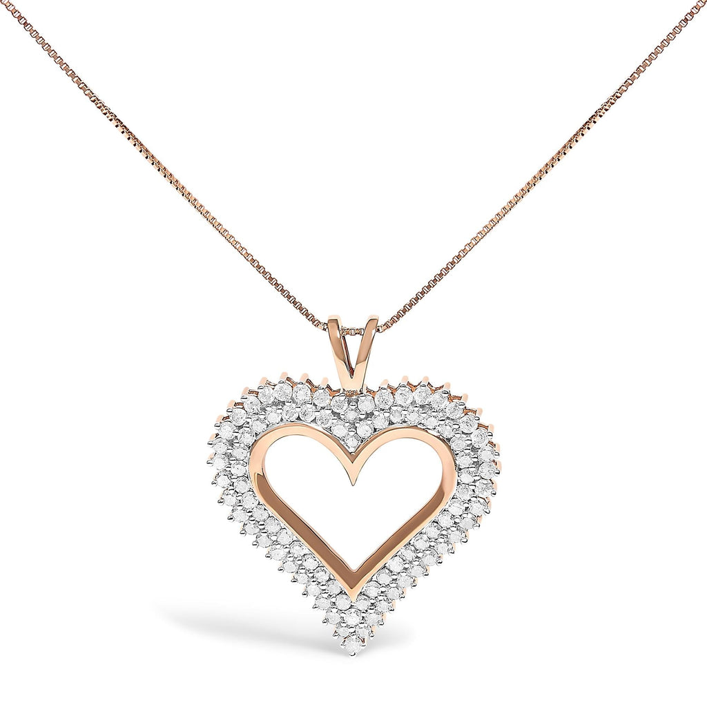 .925 Sterling Silver 1/2 Cttw Natural Diamond Open-Heart Necklace