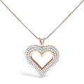 .925 Sterling Silver 1/2 Cttw Natural Diamond Open-Heart Necklace