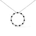 .925 Sterling Silver 1 3/4 Cttw Alternating Black and White Diamond Open Circle Hoop Pendant Necklace (H-I Color, I2-I3