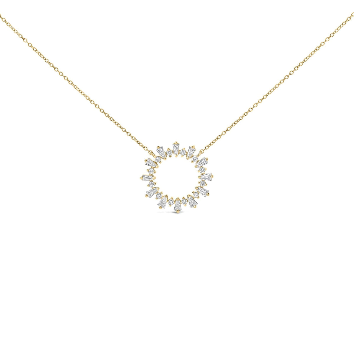 14K Yellow Gold Plated Sterling Silver 3/4 Cttw Diamond Starburst Pendant Necklace