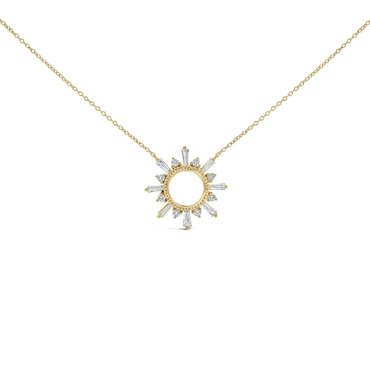 14K Yellow Gold Plated Sterling Silver 5/8 Cttw Diamond Open Starburst Pendant Necklace