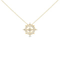 14K Yellow Gold Plated Sterling Silver 1.0 Cttw Diamond Compass Pendant Necklace