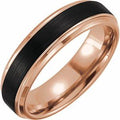 18K Rose Gold PVD & Black PVD Tungsten 6 mm Beveled Stepped-Edge Comfort-Fit Band Size 13