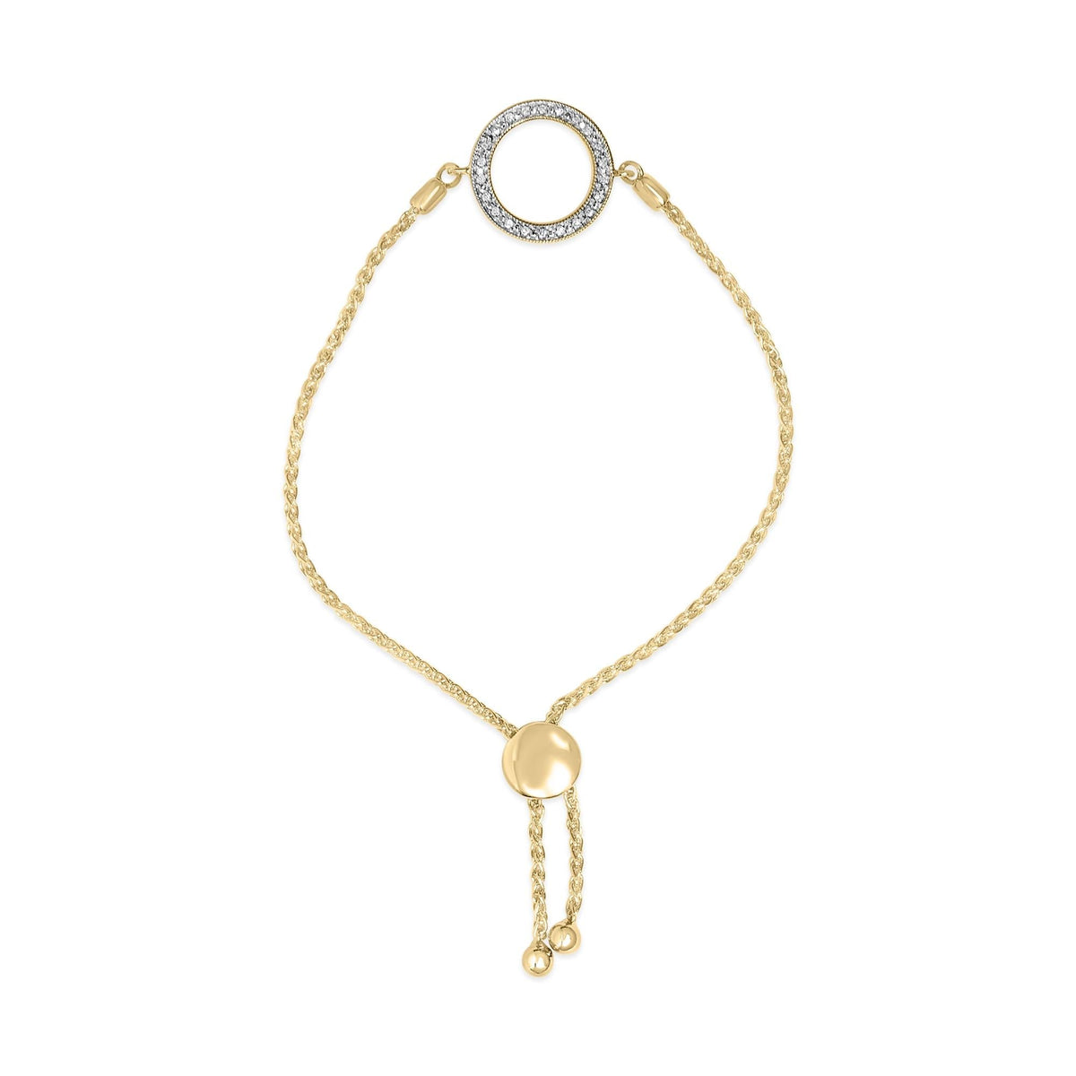 Gold Vermeil Diamond Accent Circle Lariat Bolo Bracelet