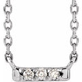 14K White Gold .03 CTW Natural Diamond French-Set Bar 18" Necklace