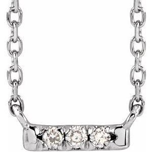 14K White Gold .03 CTW Natural Diamond French-Set Bar 18" Necklace