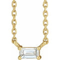14K Yellow Gold 1/8 CT Natural Diamond Solitaire 18" Necklace
