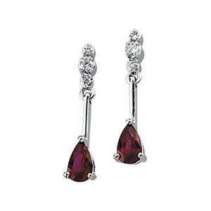 14K White Gold Natural Ruby & .05 CTW Natural Diamond Earrings